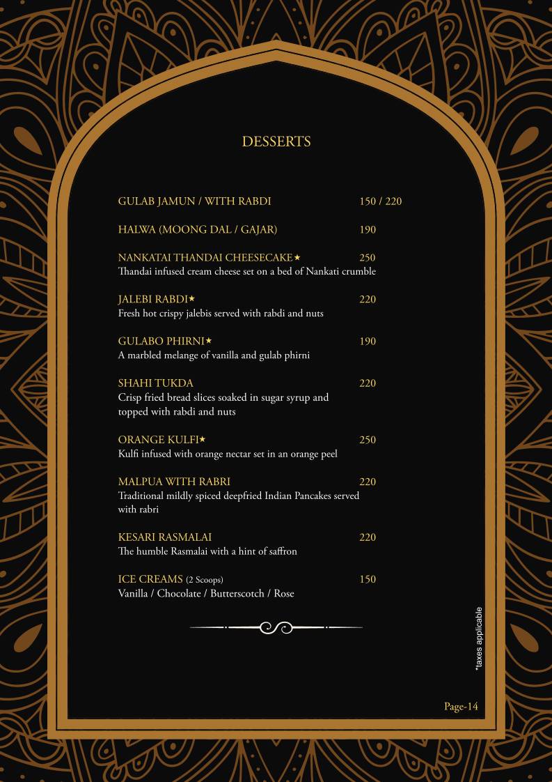 Sultans of Spice menu