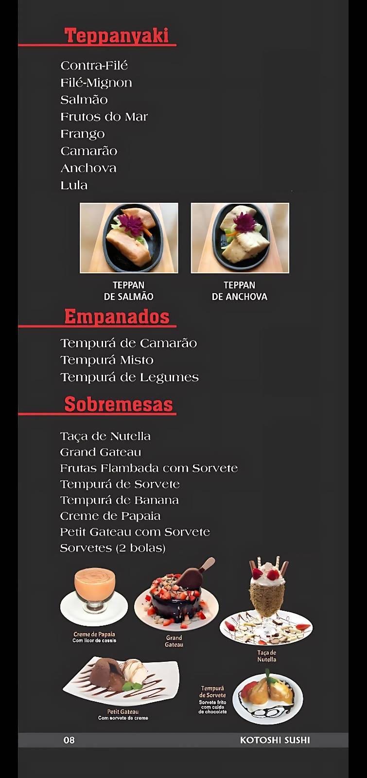 Sushi Kotoshi 23 Comida Japonesa Guarujá cardápio