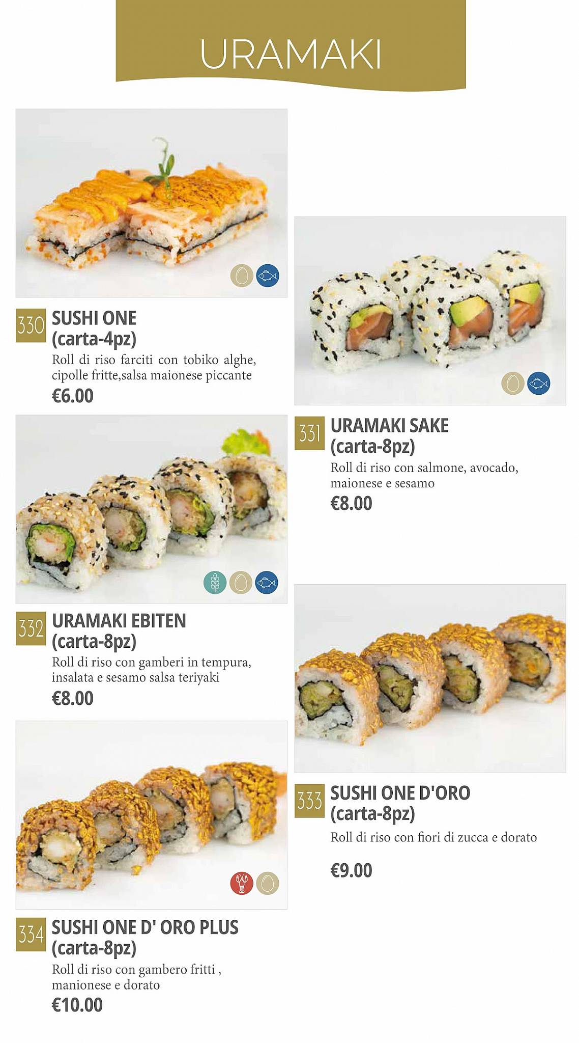 Menu di Sushi One Superior - Mantova 