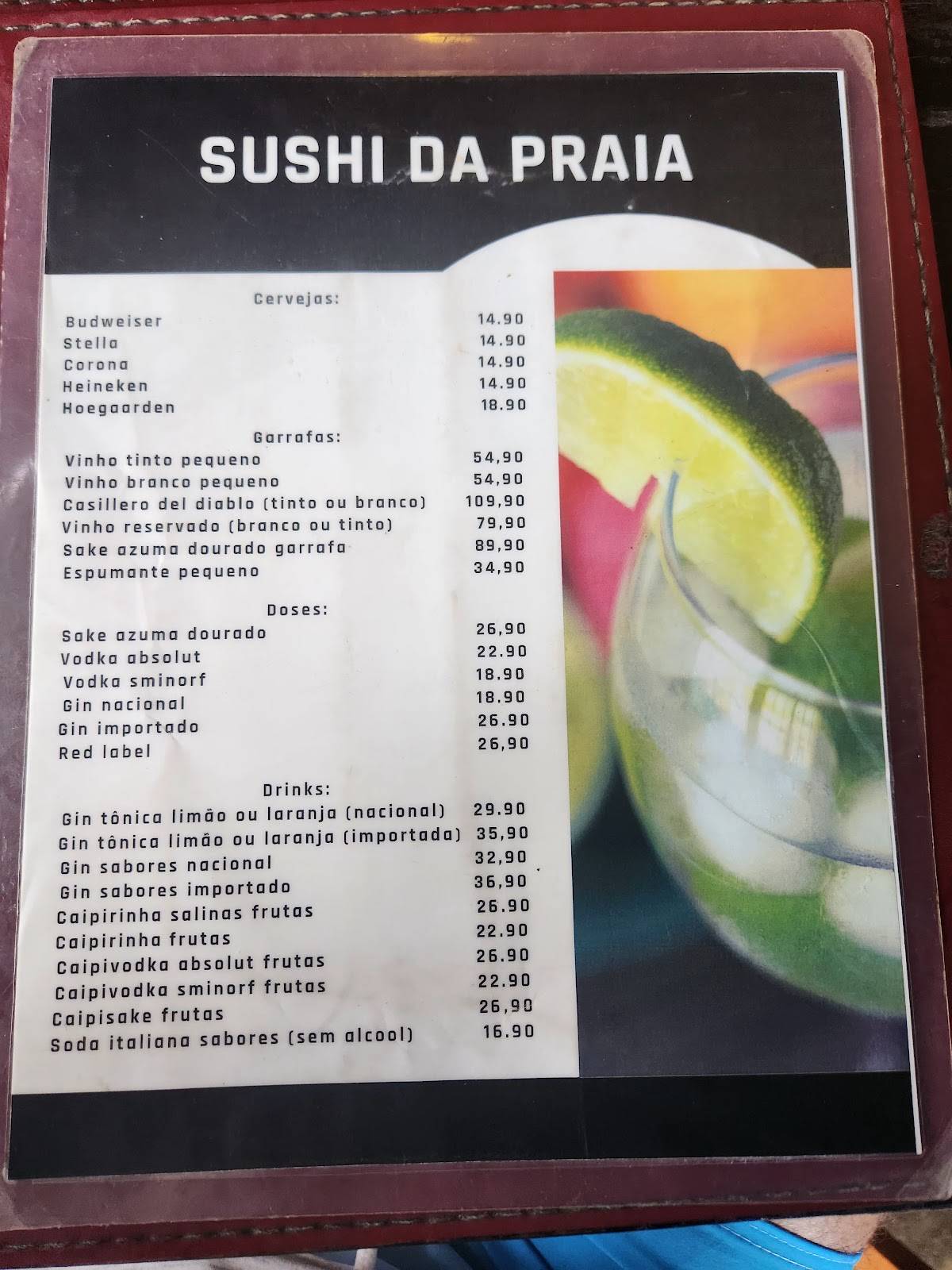 Sushi da praia cardápio