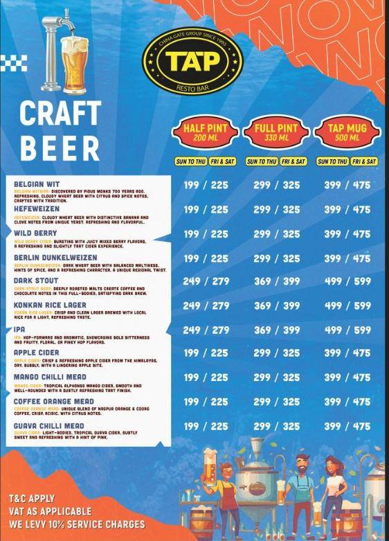 TAP Resto Bar Worli menu