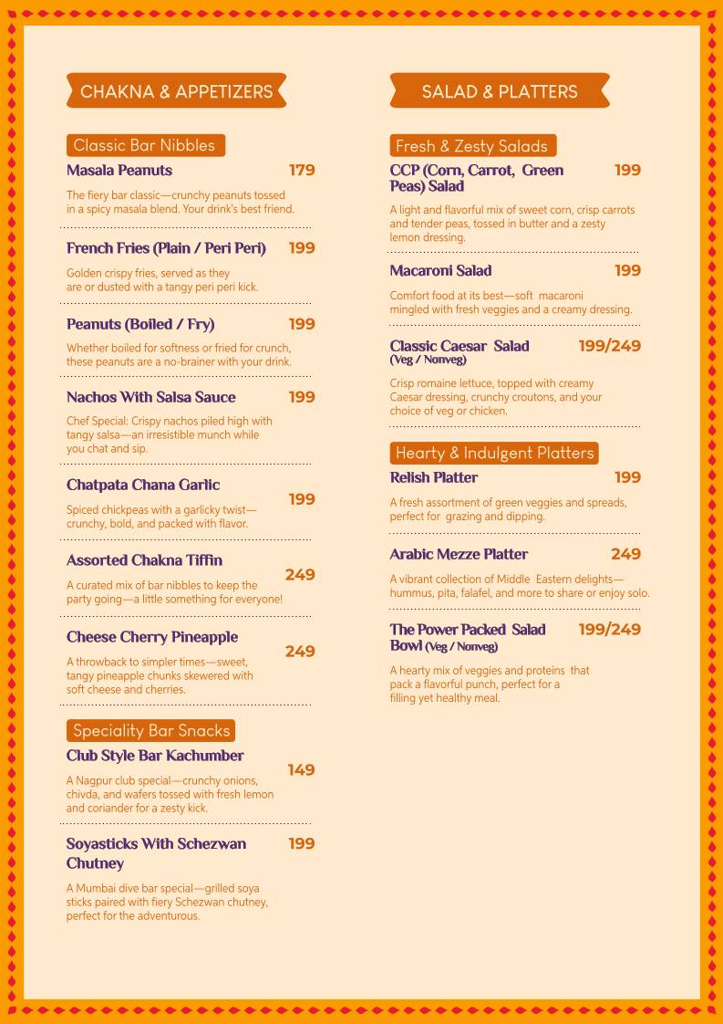 Tandoor Bar & Garden Restaurant menu