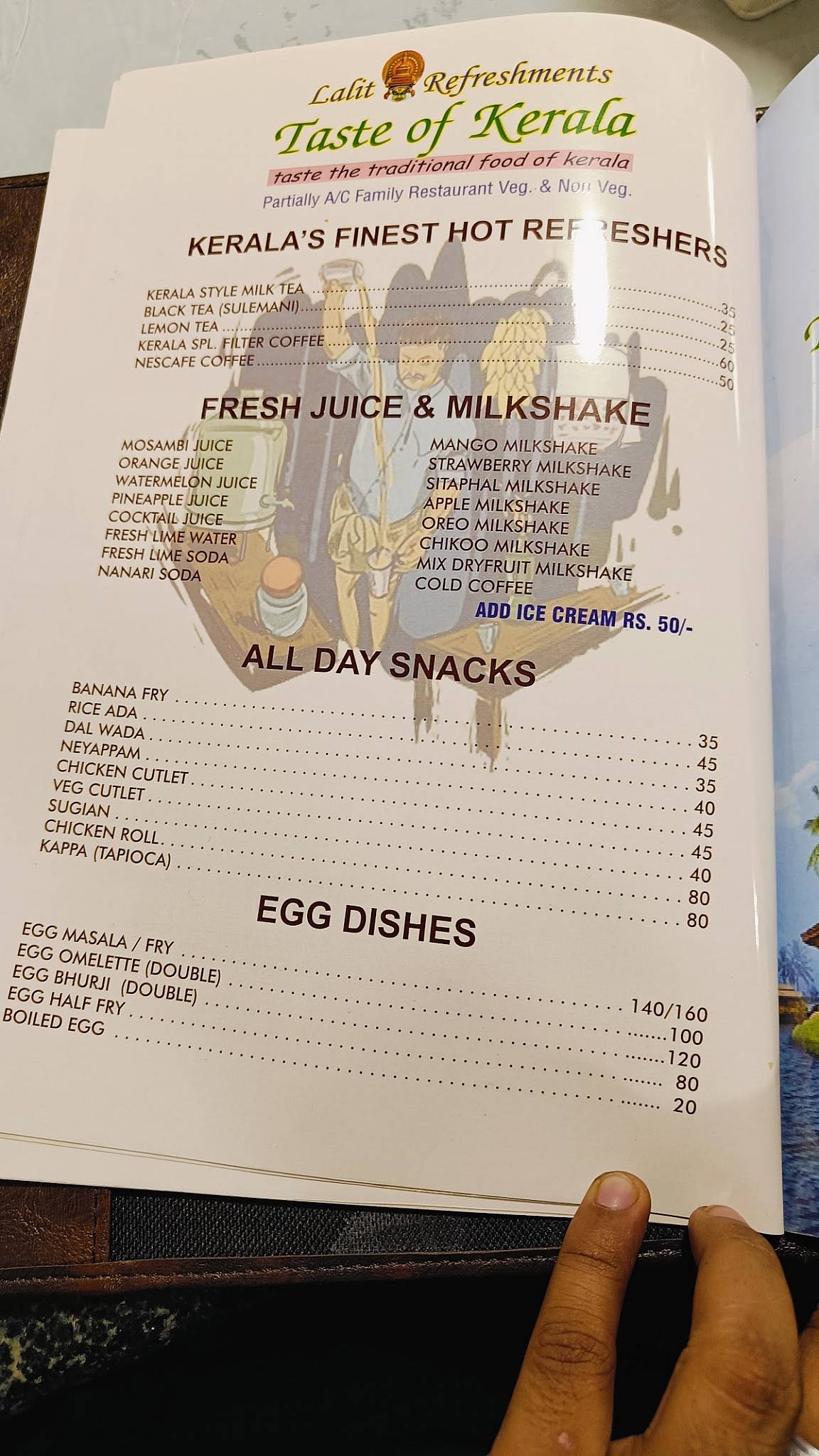 Taste of kerala@ menu