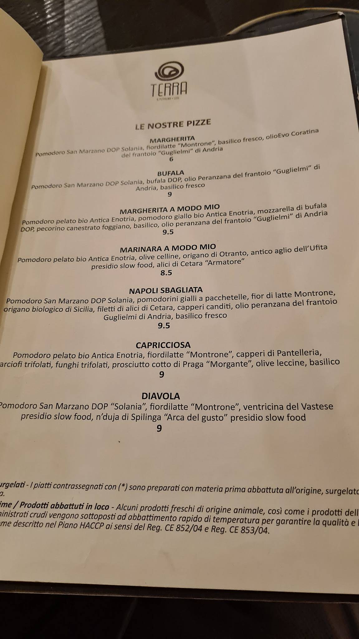 Menu di Terra Lecce Ristorante 