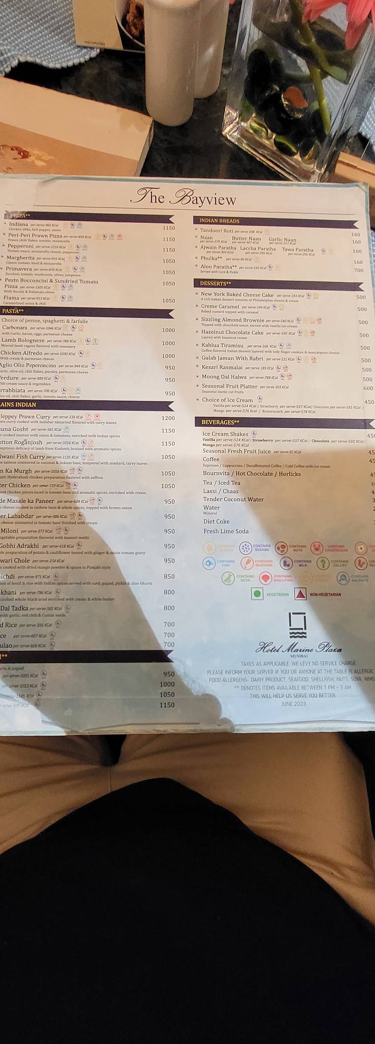 The Bay View menu