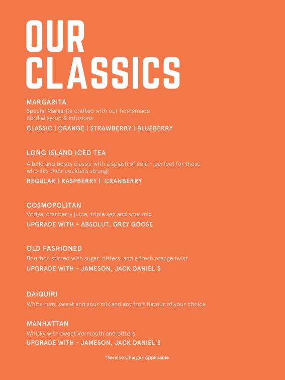 The Fisherman's Wharf, Hyderabad menu