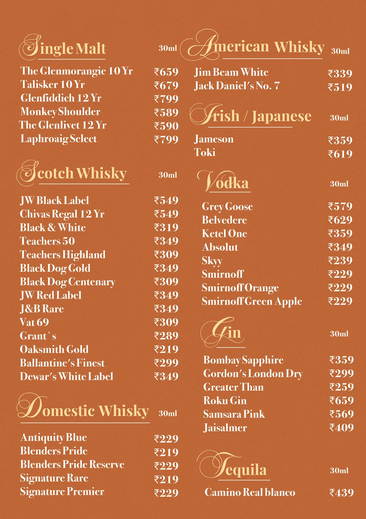 The Food Studio menu