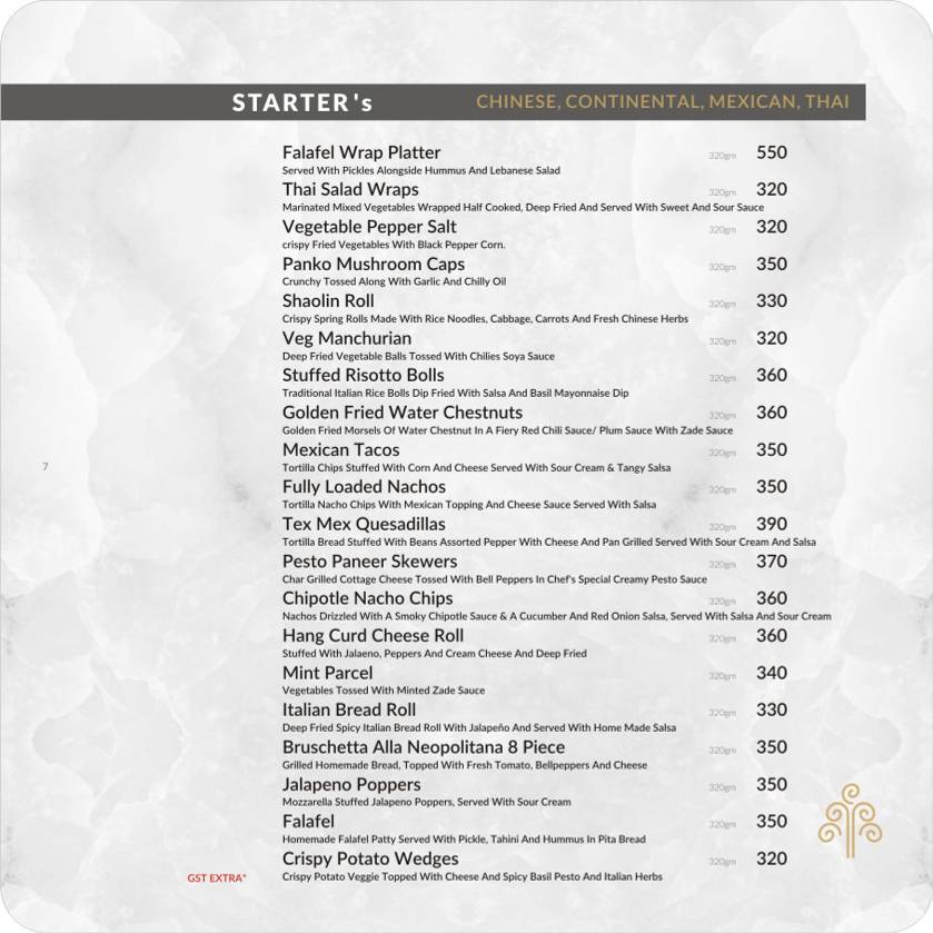 The Fountain - Banquet Hall, Party Lawn & Pool Side Restaurant Ahmedabad menu