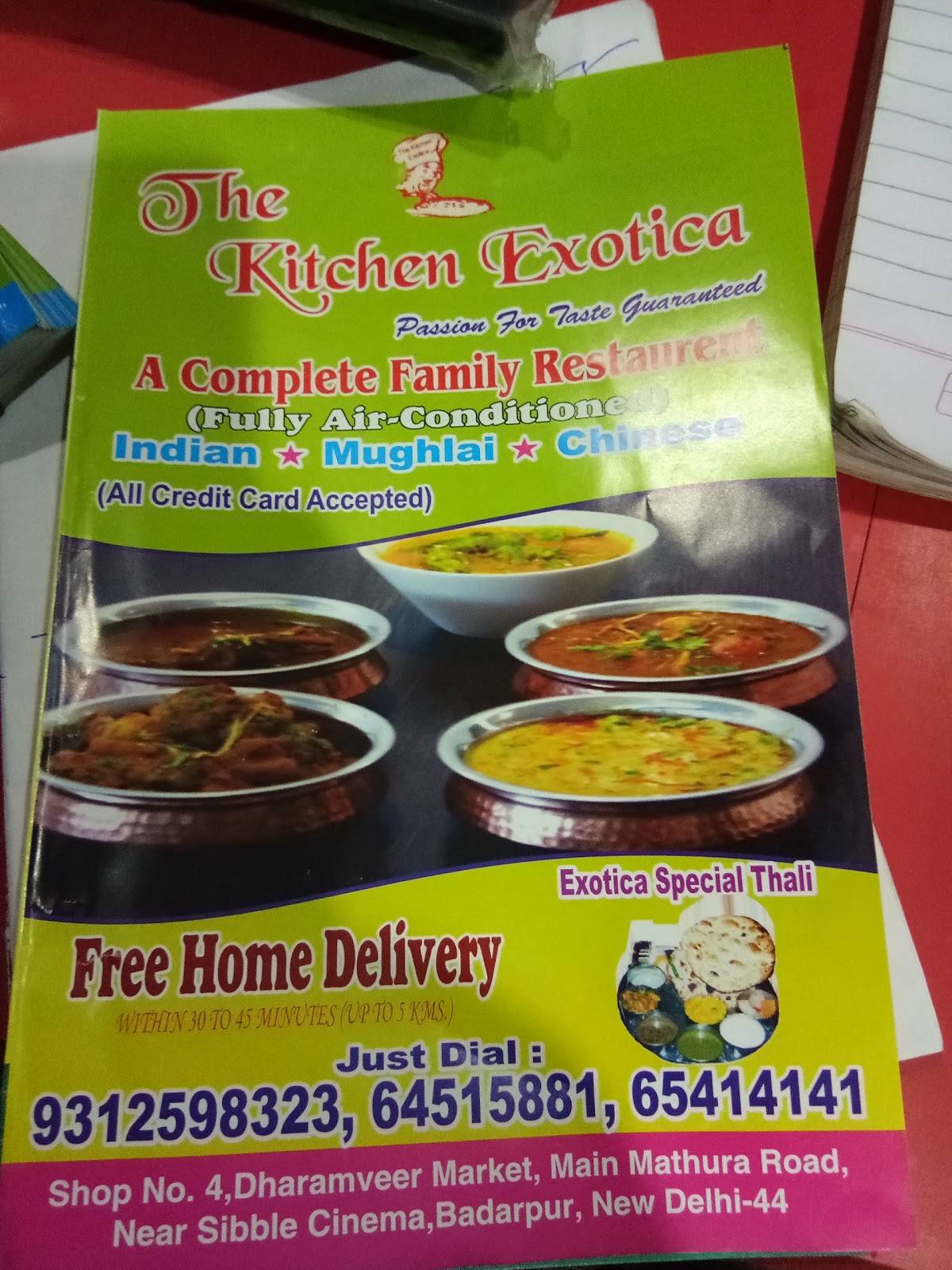 The Kitchen Exotica menu