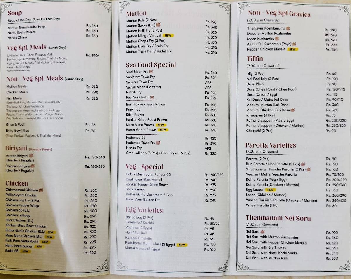 Thenmanam Restaurant Anna Nagar menu