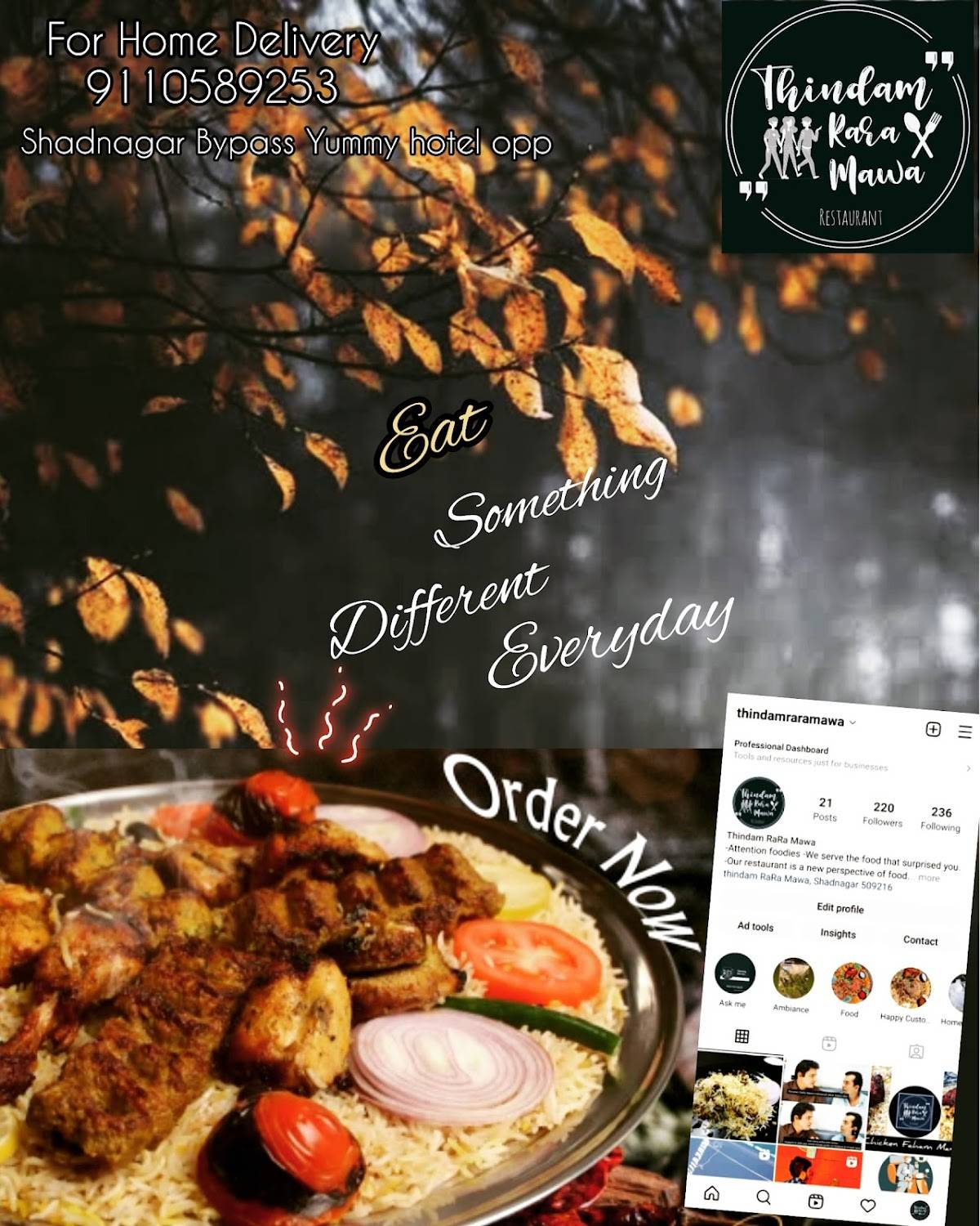 Thindam RaRa Mawa menu