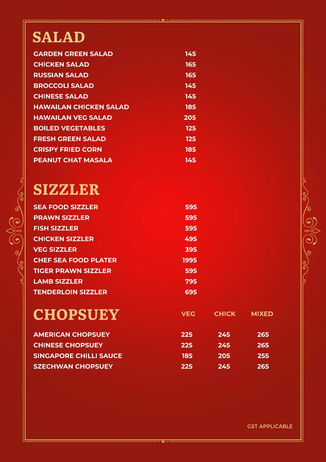 Thiru's Hot Kitchen Restaurant menu