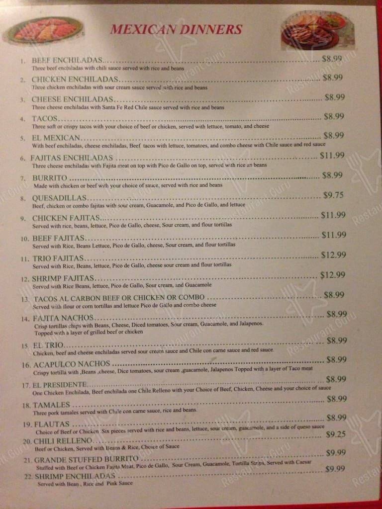 Menu at Tomatoes Mexican & Italian restaurant, Waxahachie