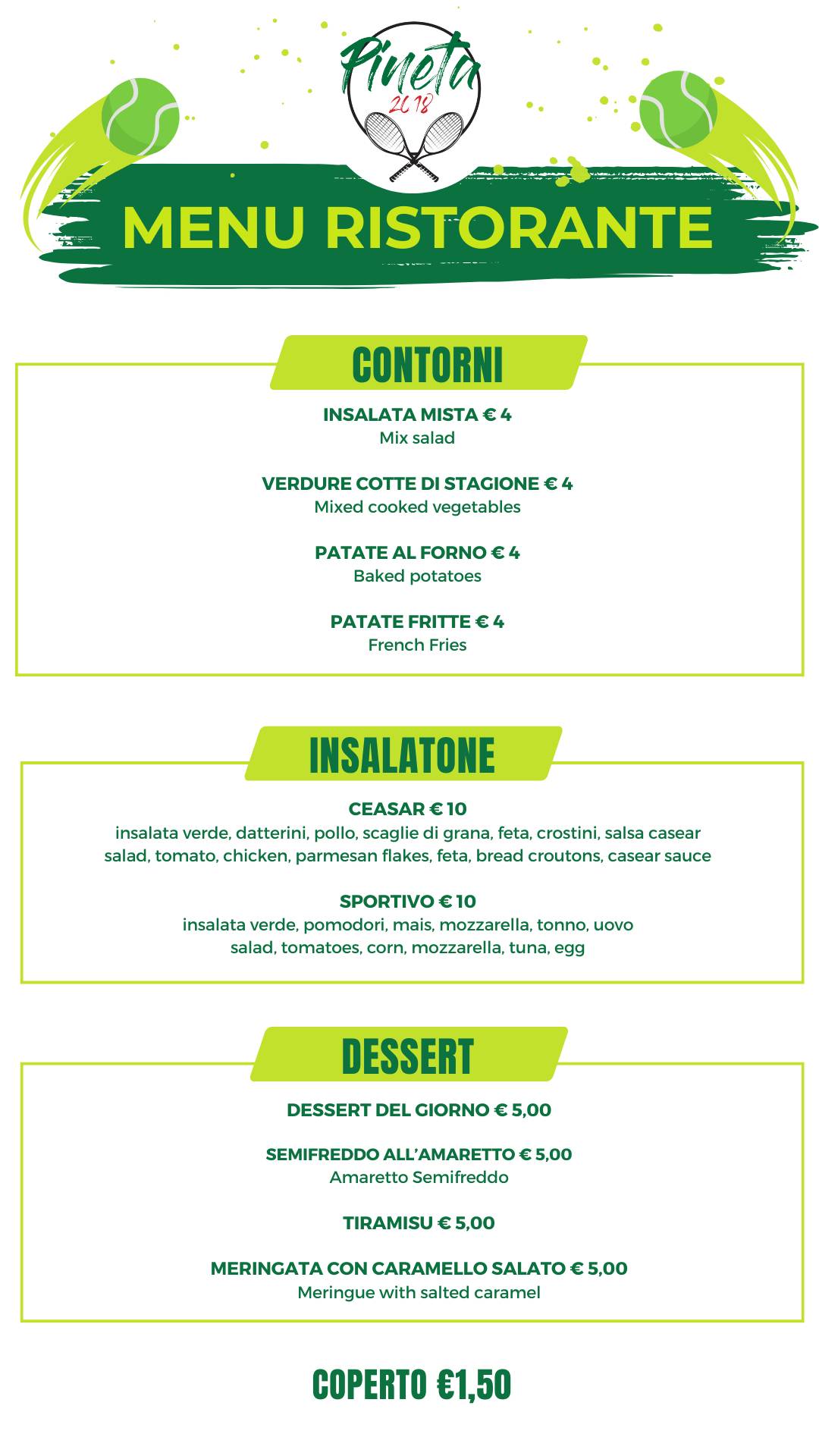 Menu di Trattoria La Pineta 