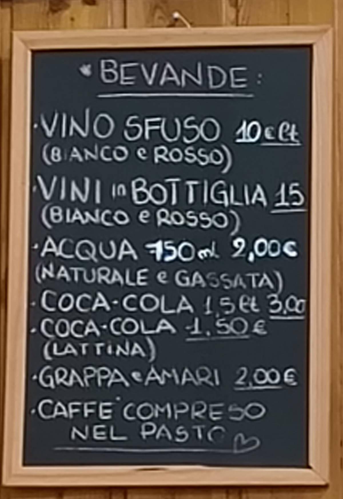Menu di Trattoria La Rustica 