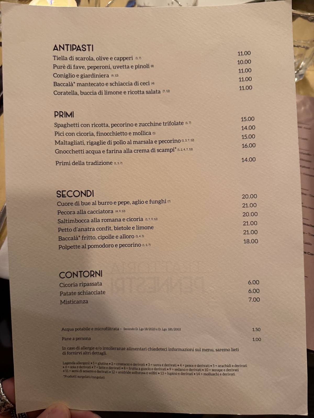 Menu di Trattoria Pennestri 