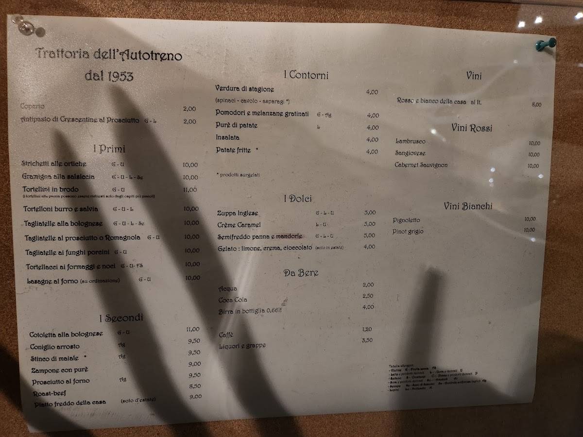 Menu di Trattoria dell' Autotreno 