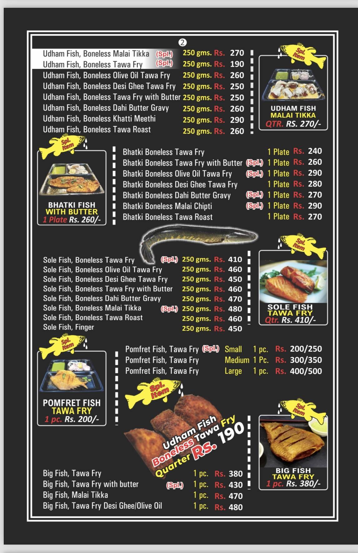 Udham fish point menu