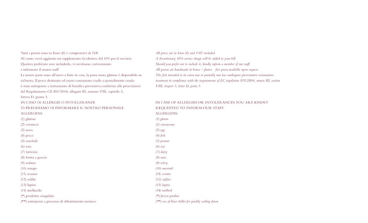 Menu de VICI Bistrot & Ristorante