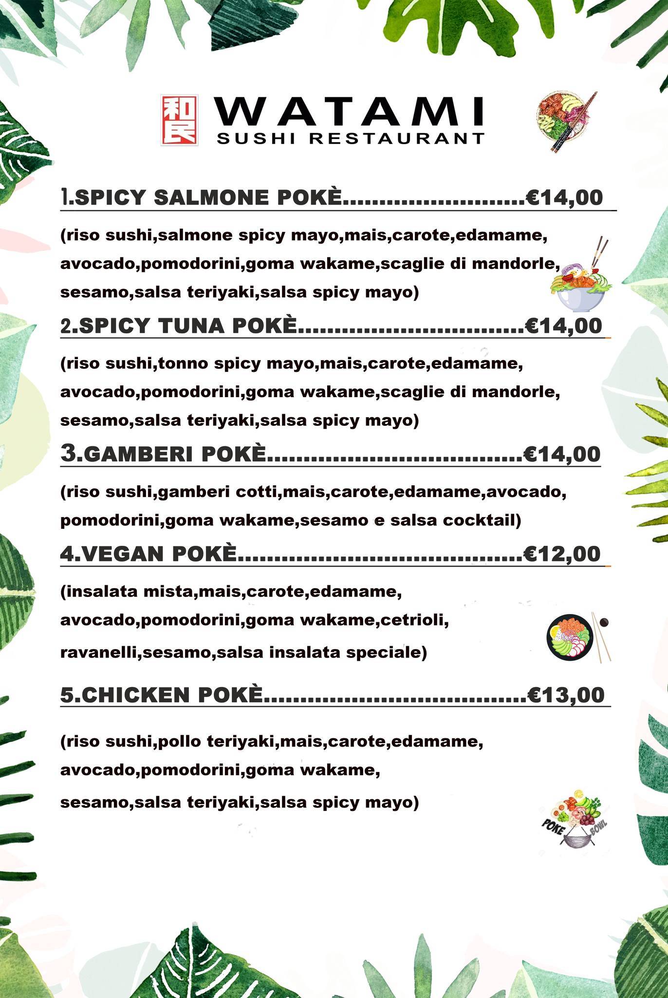 Menu di Watami Sushi Restaurant 