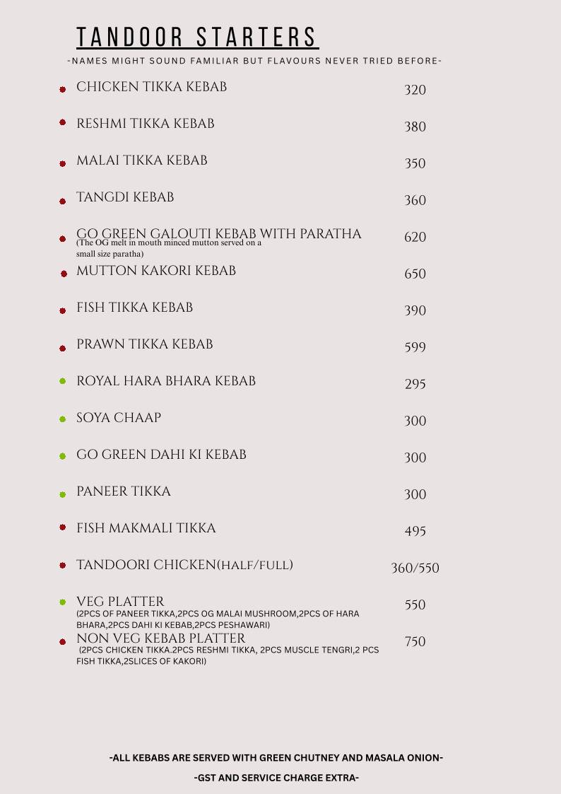 YOLO Lounge - Go Green (Bar Cum Restaurant) menu