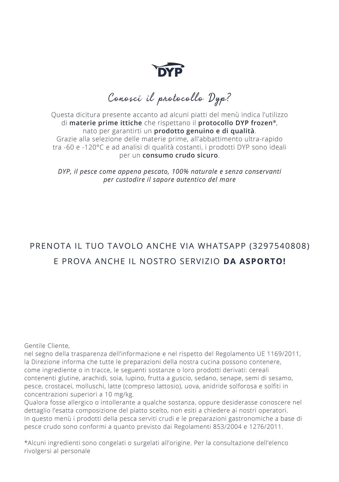 Menu di Ytheca by Fiorital 