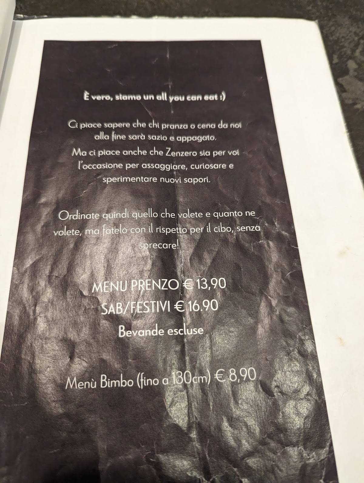 Menu di Zenzero 
