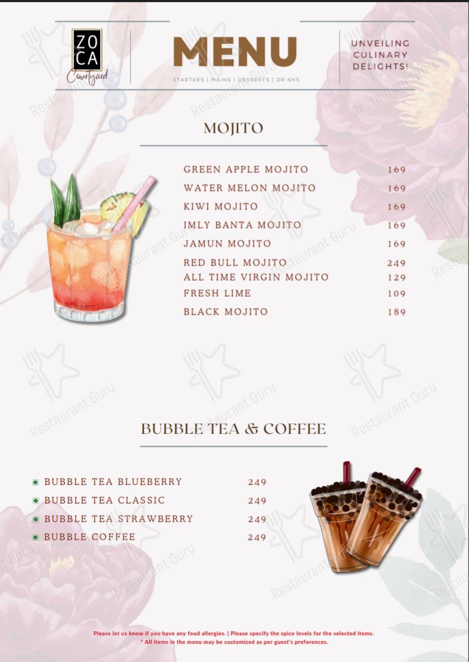 Check out the menu for Zoca Courtyard Barmer