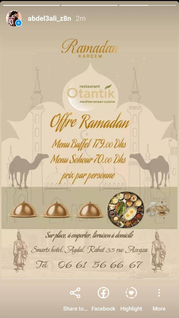 Menu de OTANTIK RESTAURANT RABAT {Cuisine méditerranéenne par excellence}