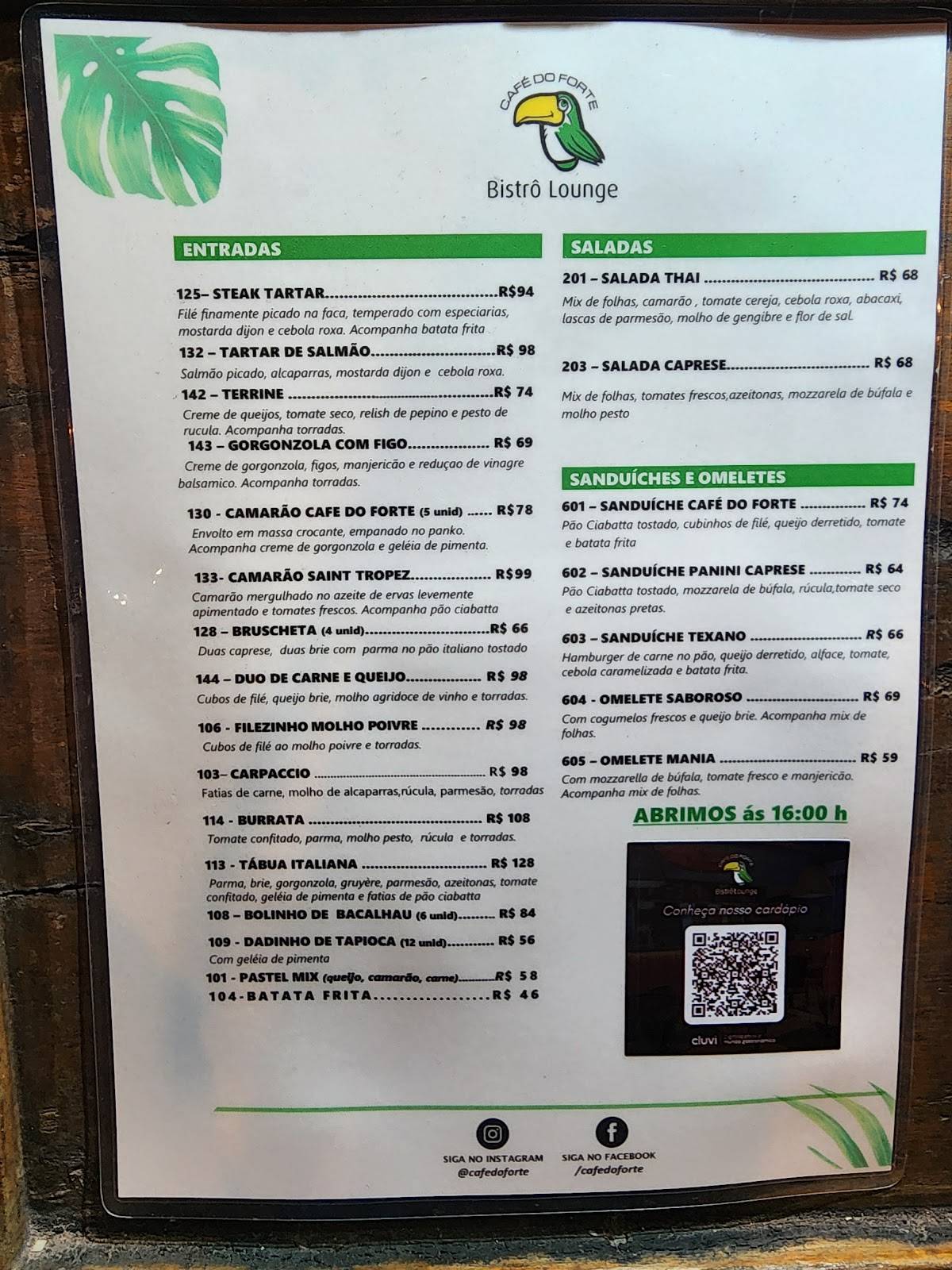 Café do Forte cardápio