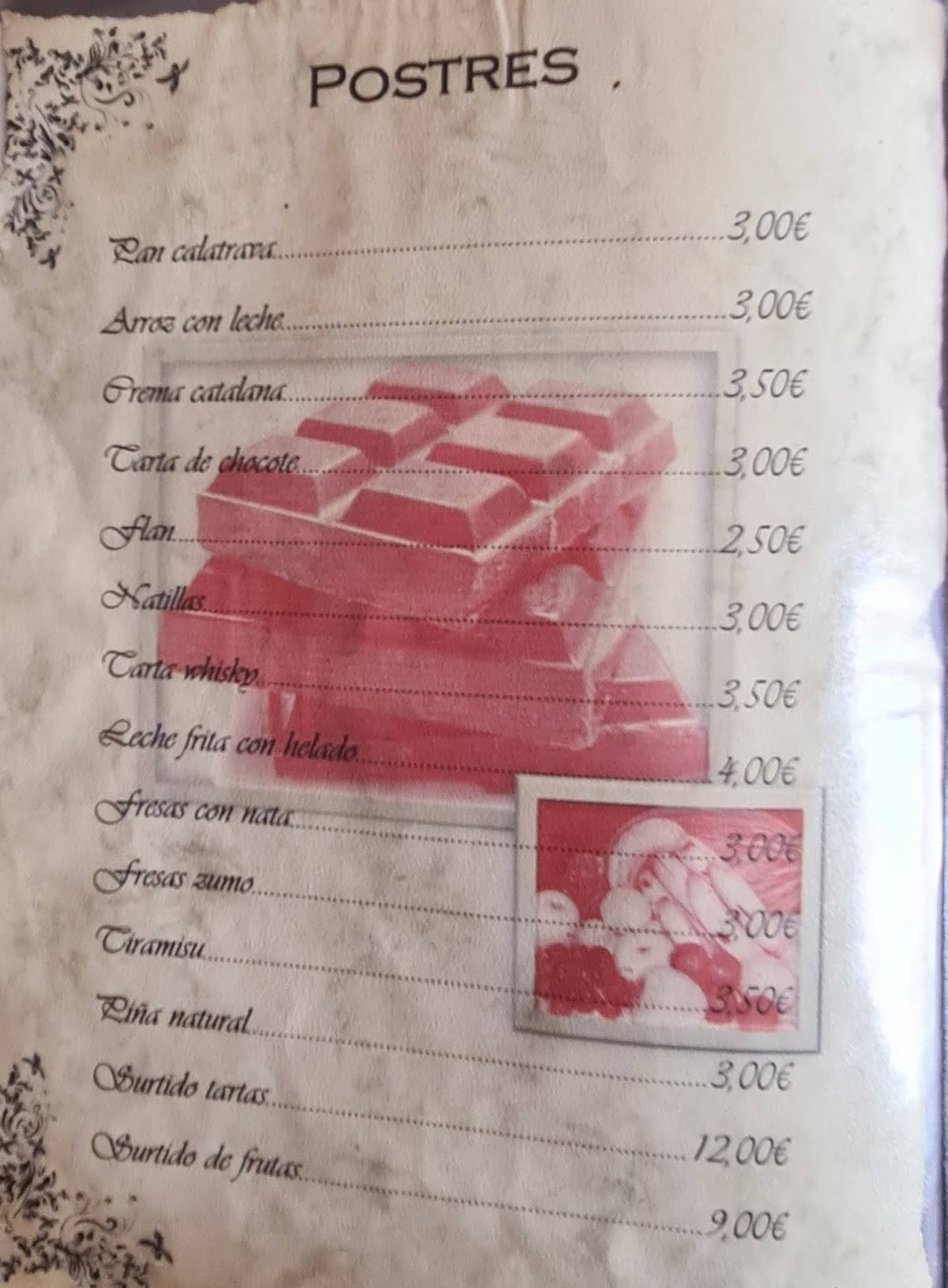 Carta de Restaurante Casa Harry, San Felipe Neri, C. Cervantes