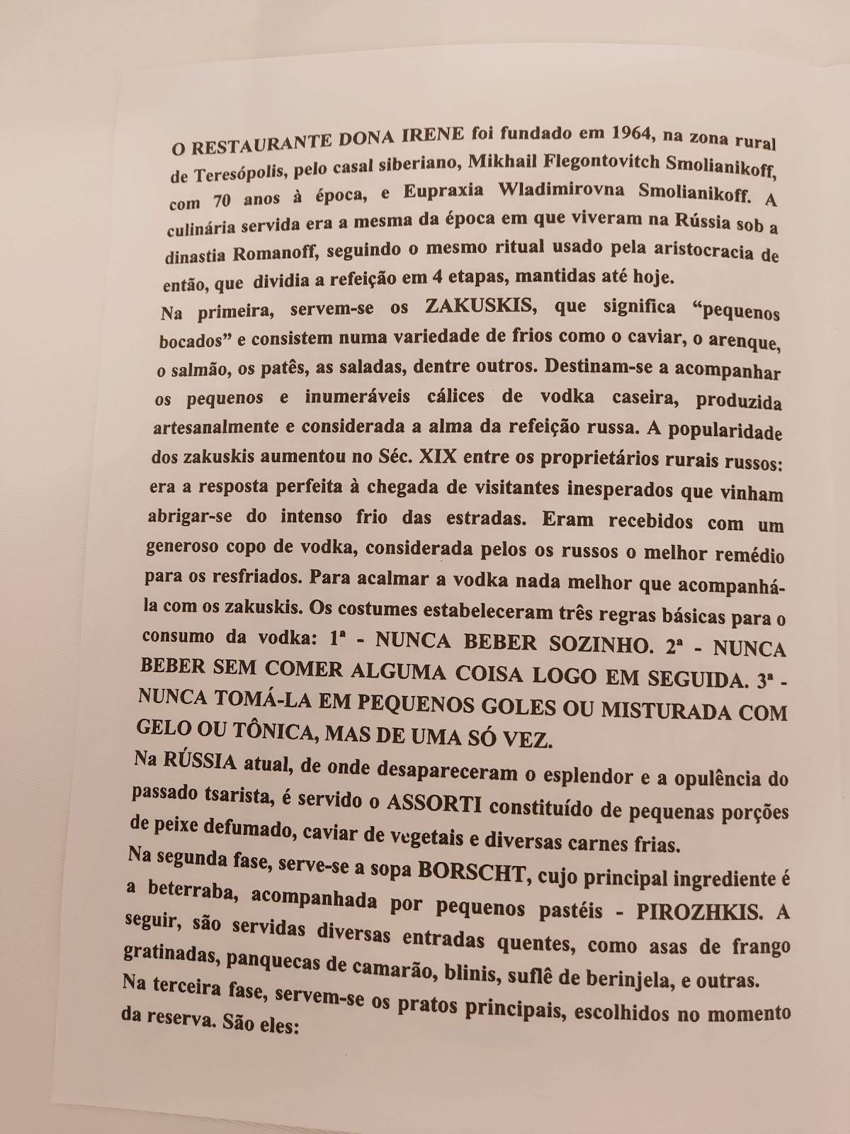 D. Irene cardápio