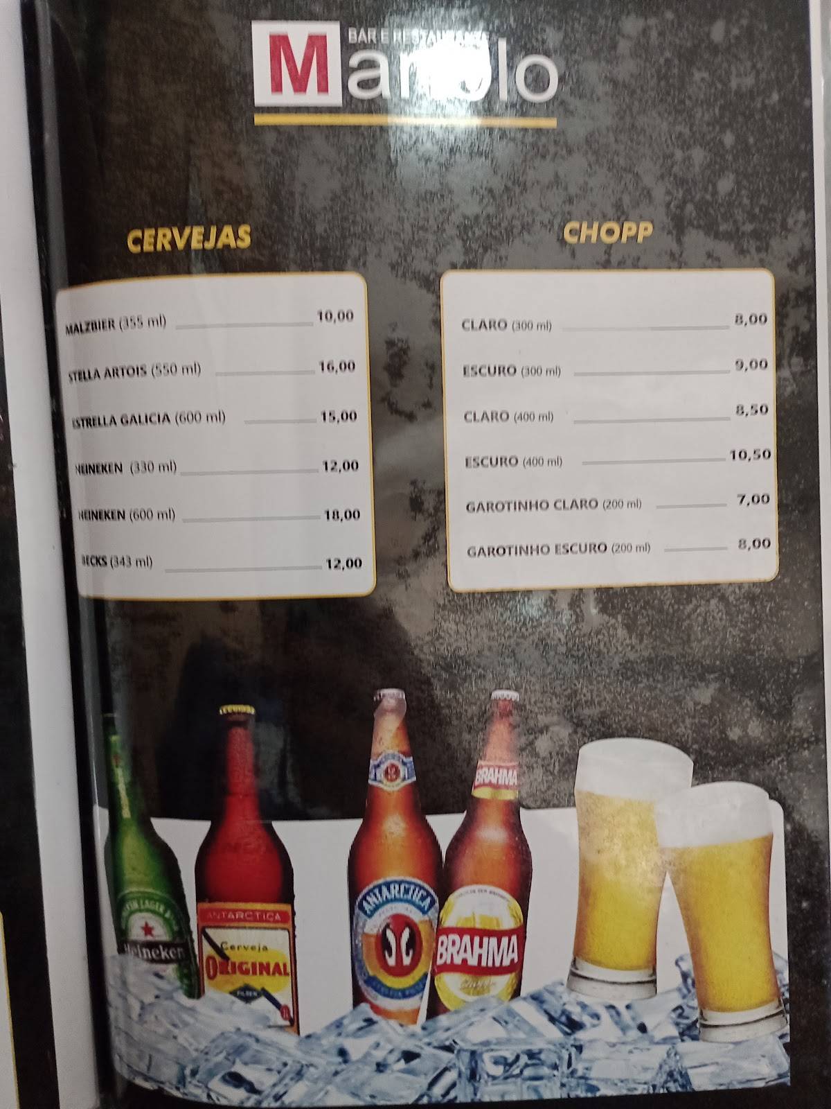Manolo Bar e Restaurante cardápio