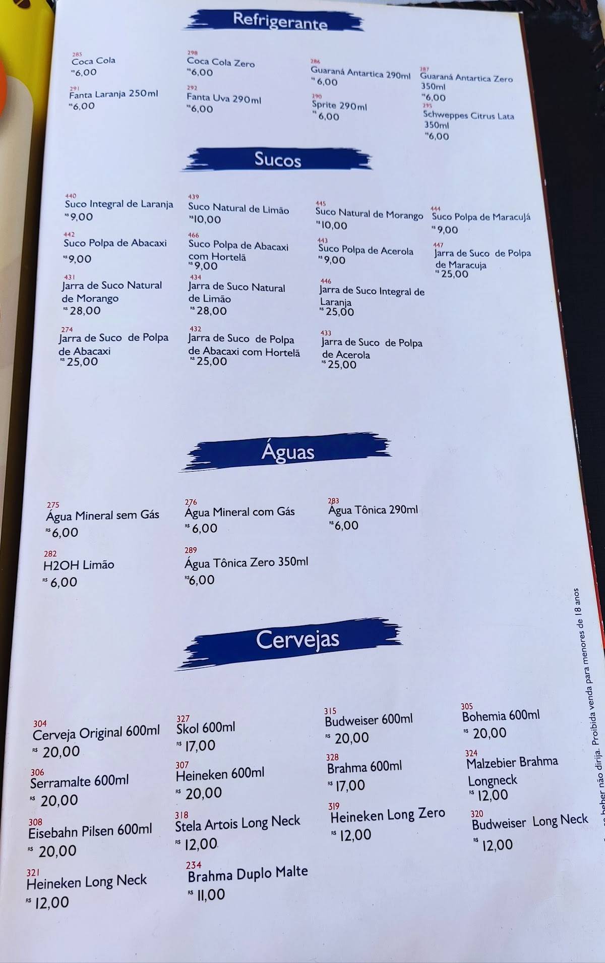 Restaurante Miramar cardápio