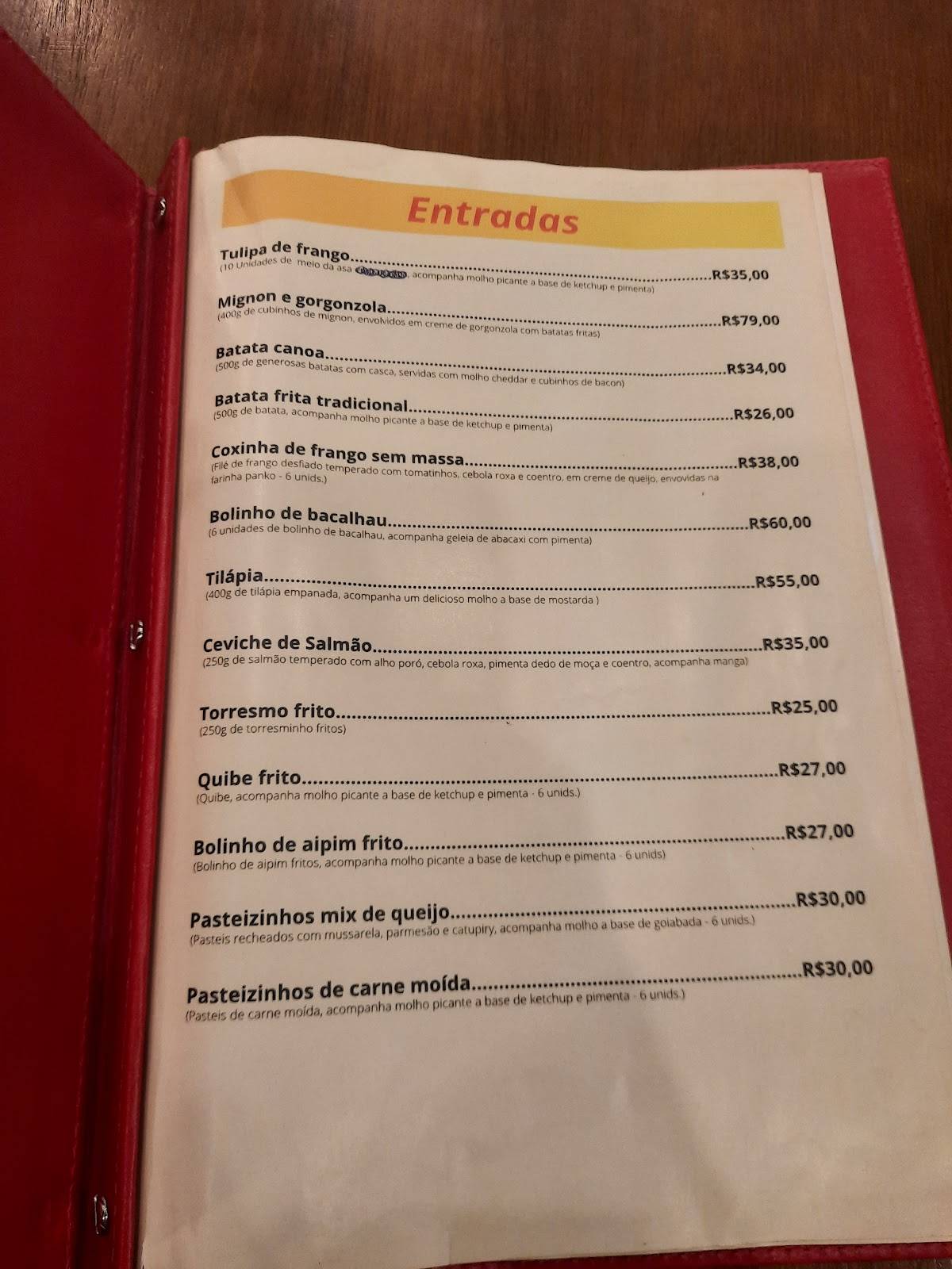 Restaurante Passos cardápio