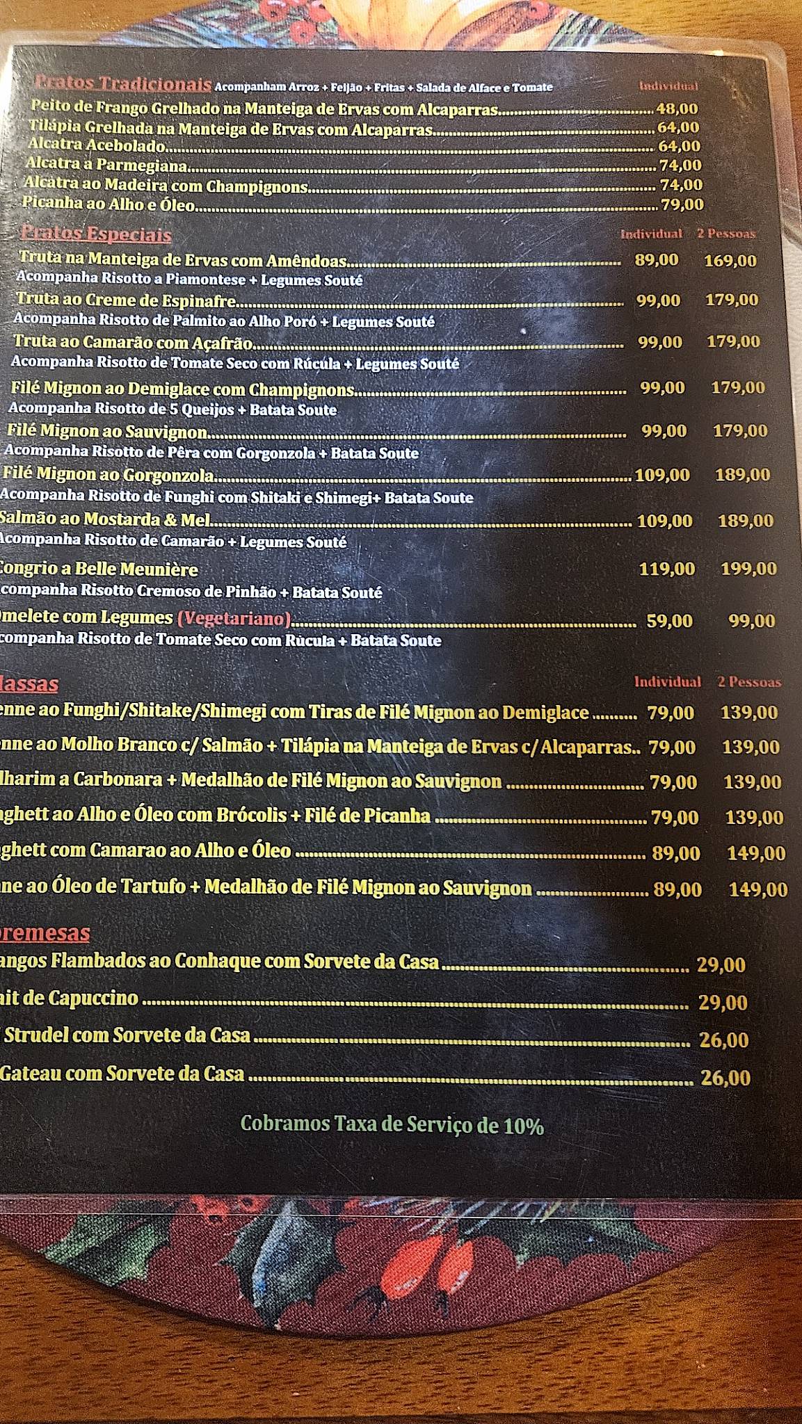 Restaurante Pimenta Rosa cardápio