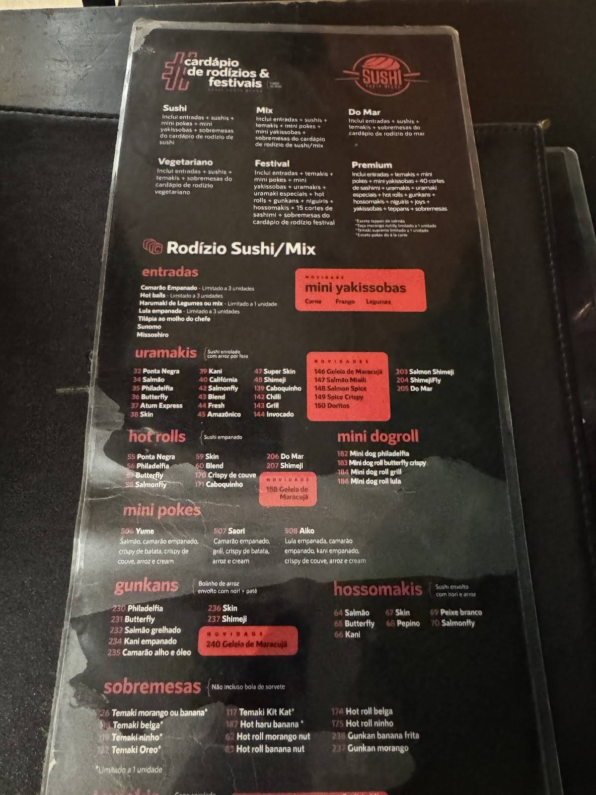 Sushi Djalma Batista cardápio
