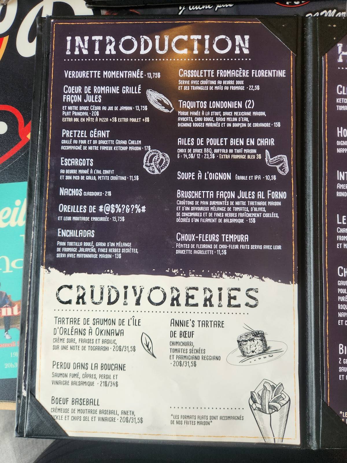 Menu de Resto Pub Le Rabaska