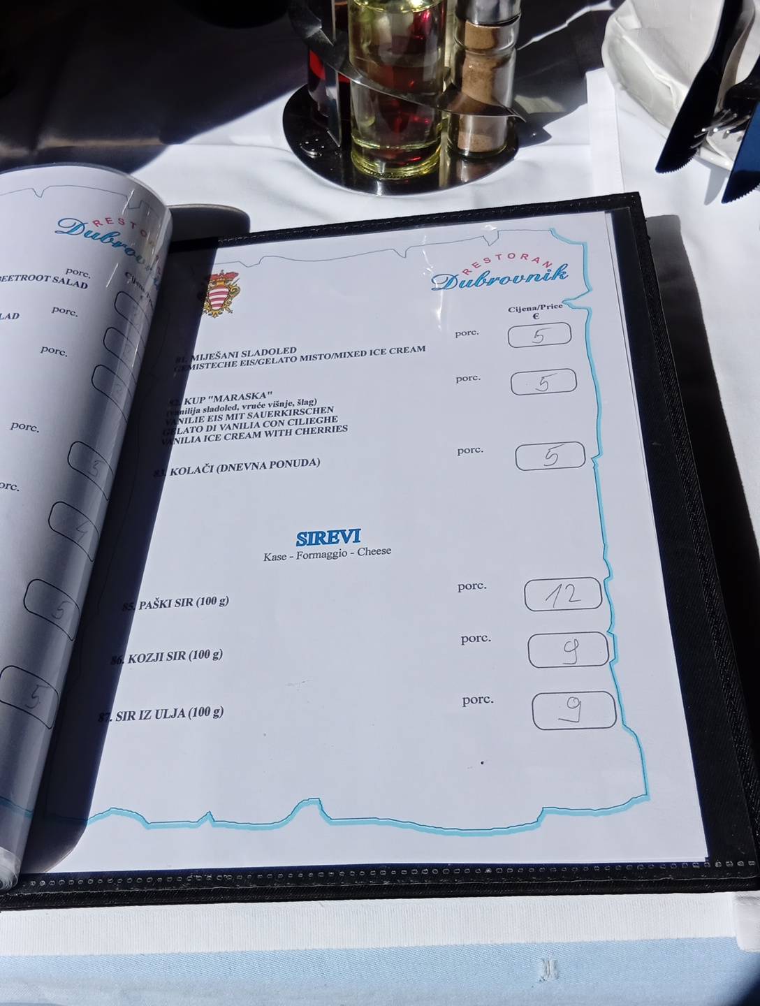 Menu di Restoran Dubrovnik 