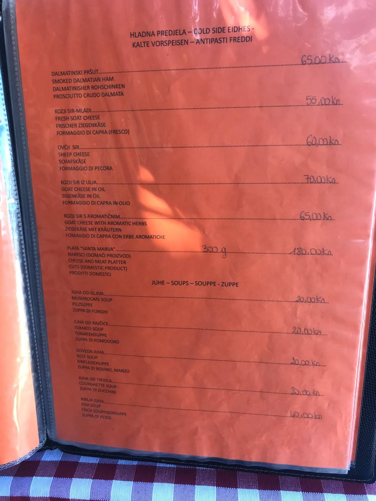 Menu di Santa Marija 
