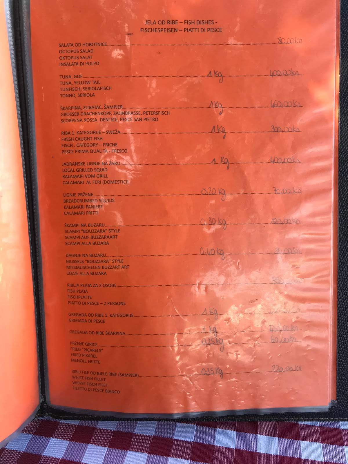 Menu di Santa Marija 