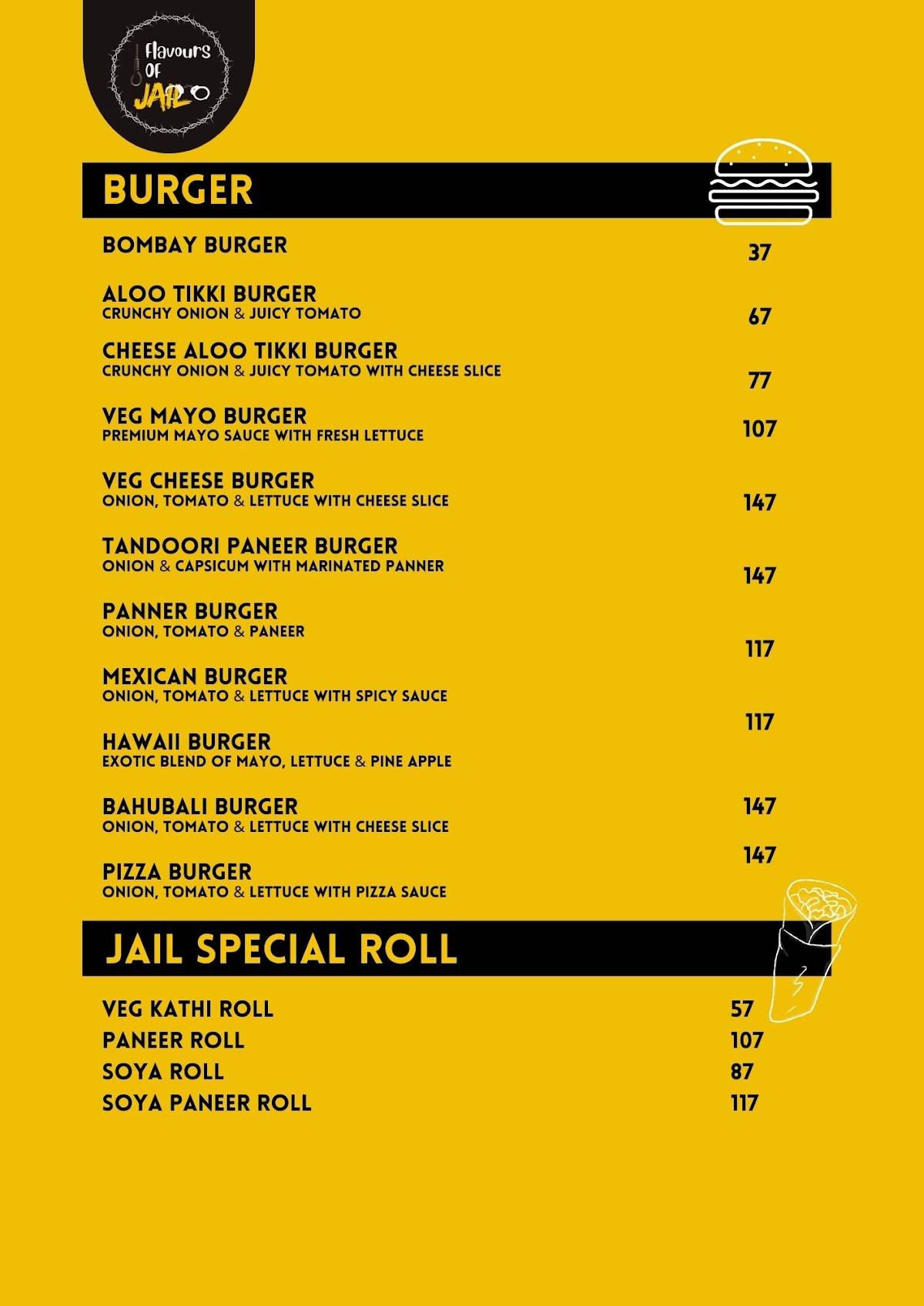 Flavours Of JAIL, Rewa menu