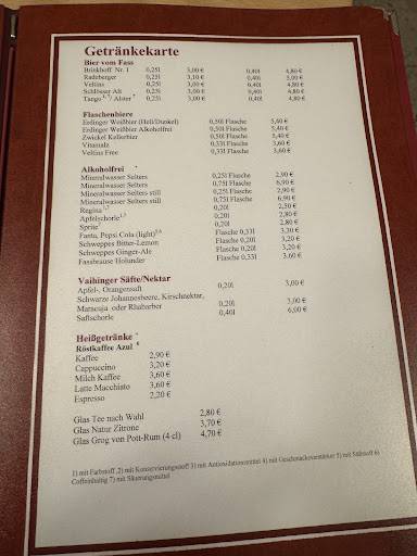 Menu de Gaststätte Bertling