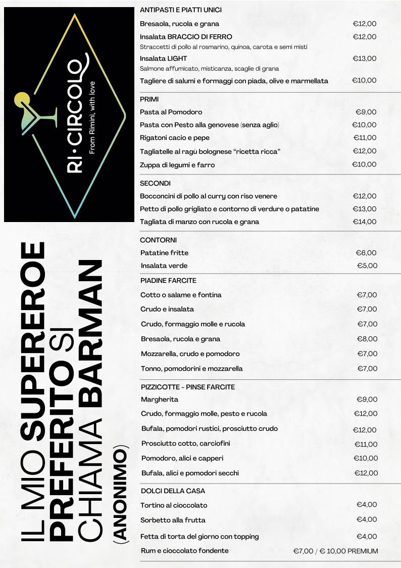 Menu de Ri-Circolo Bar & Ristorantino