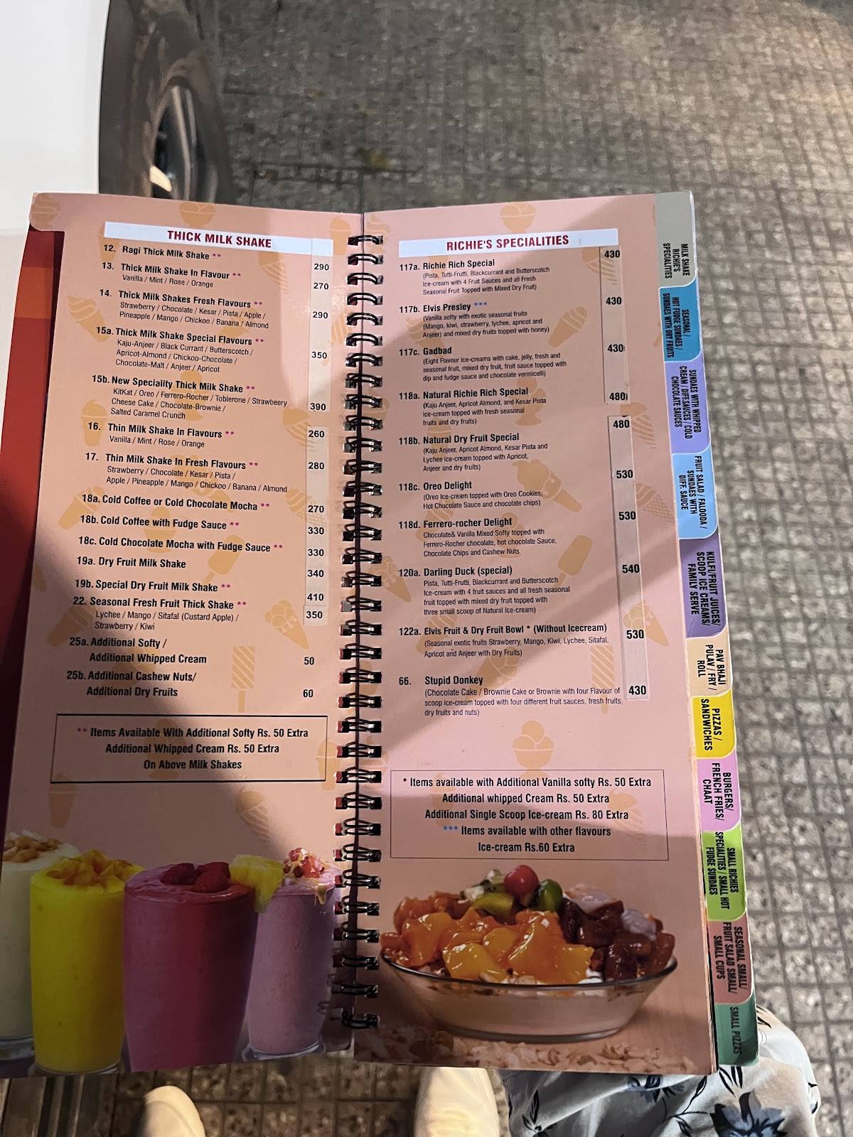 Richie Rich Ice Creams menu