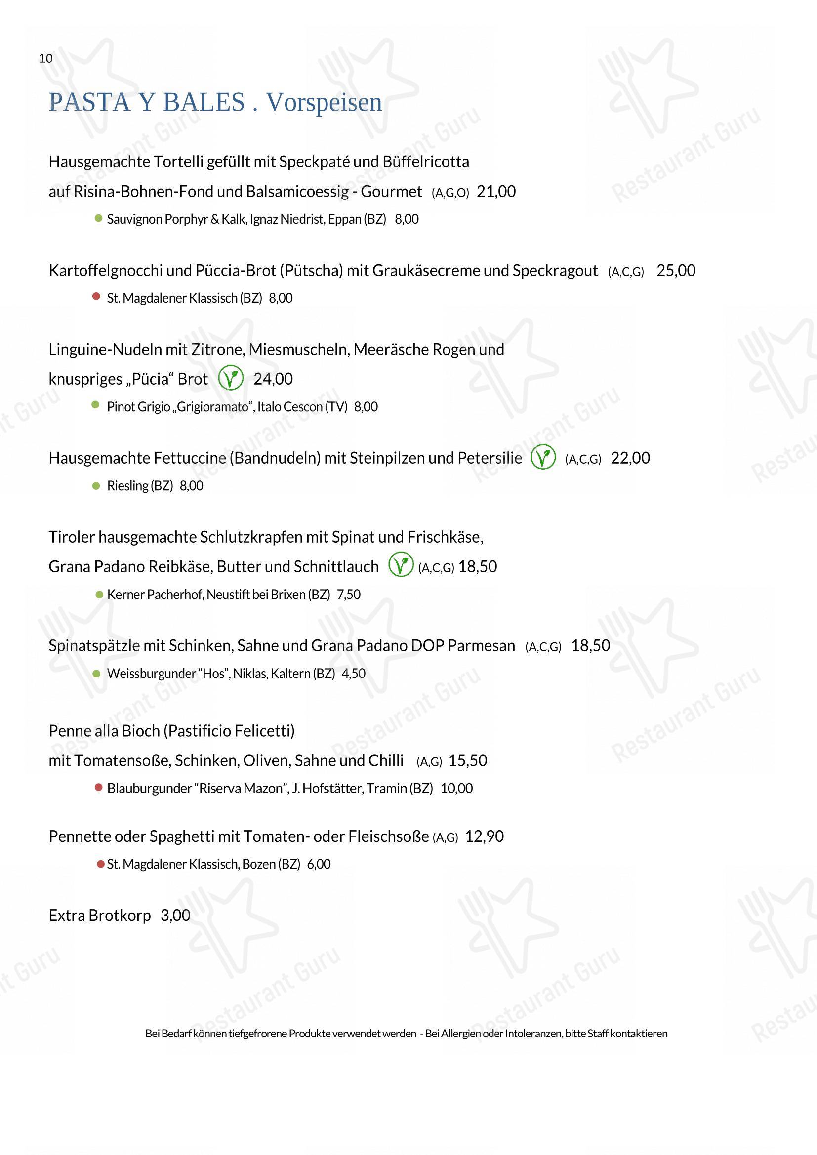 Menu per Rifugio Ütia Bioch ristorante