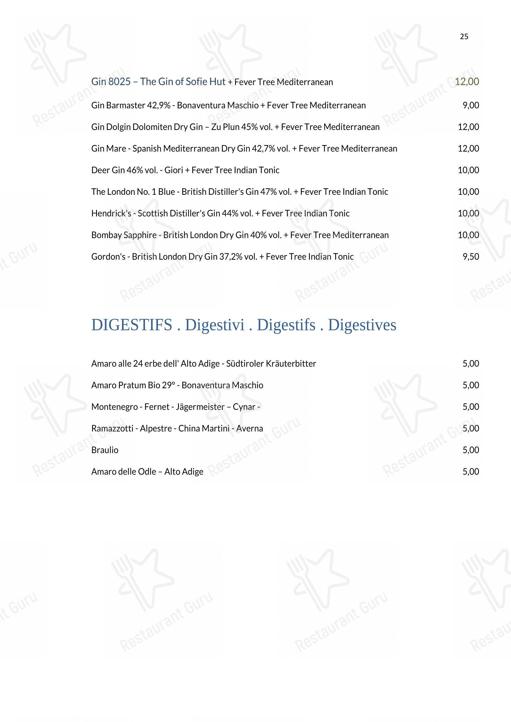 Menu per Rifugio Ütia Bioch ristorante