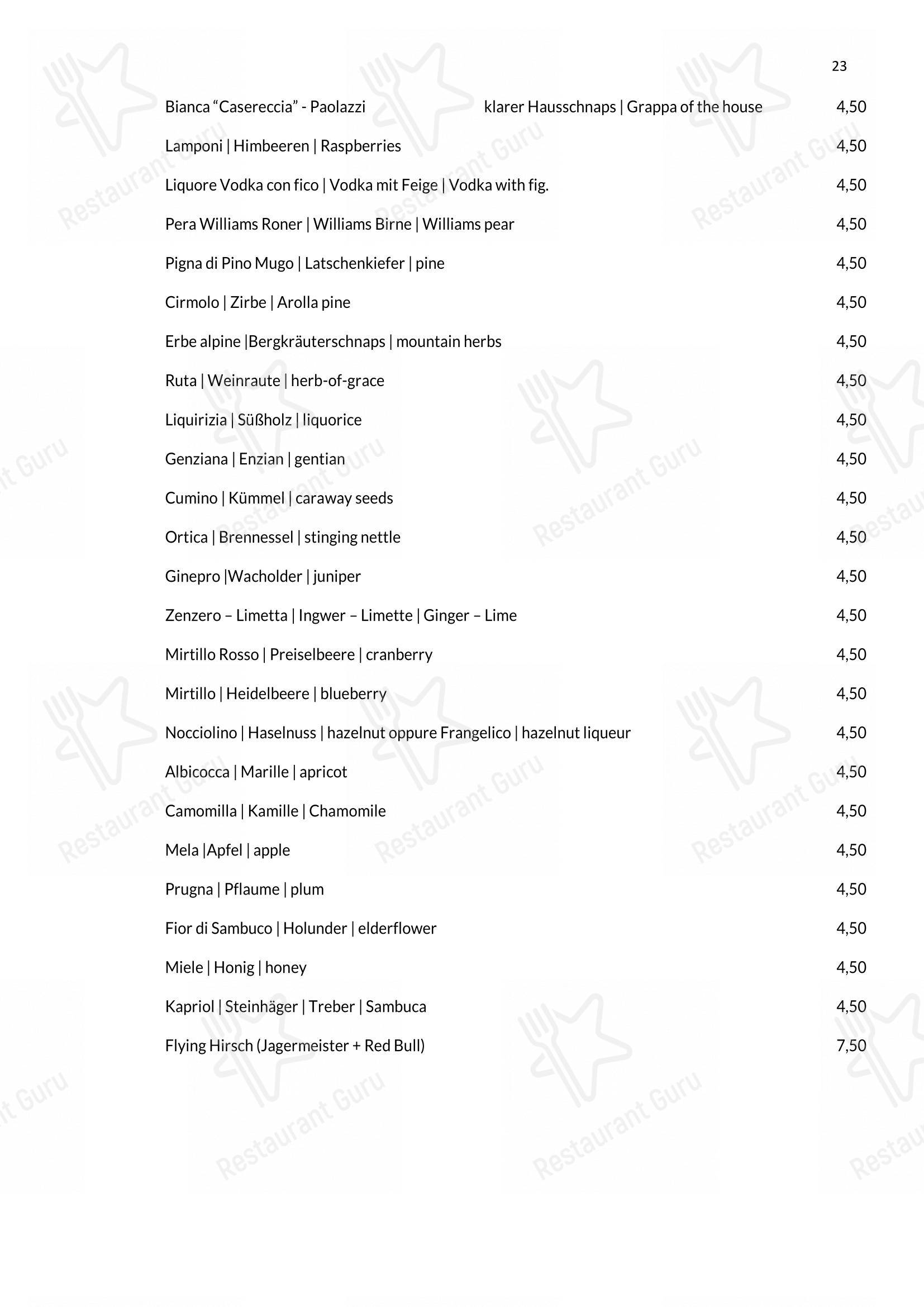 Menu per Rifugio Ütia Bioch ristorante