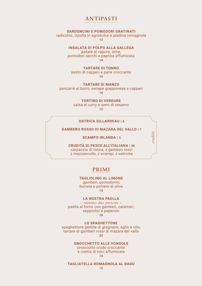 Menu de Darsena Sunset