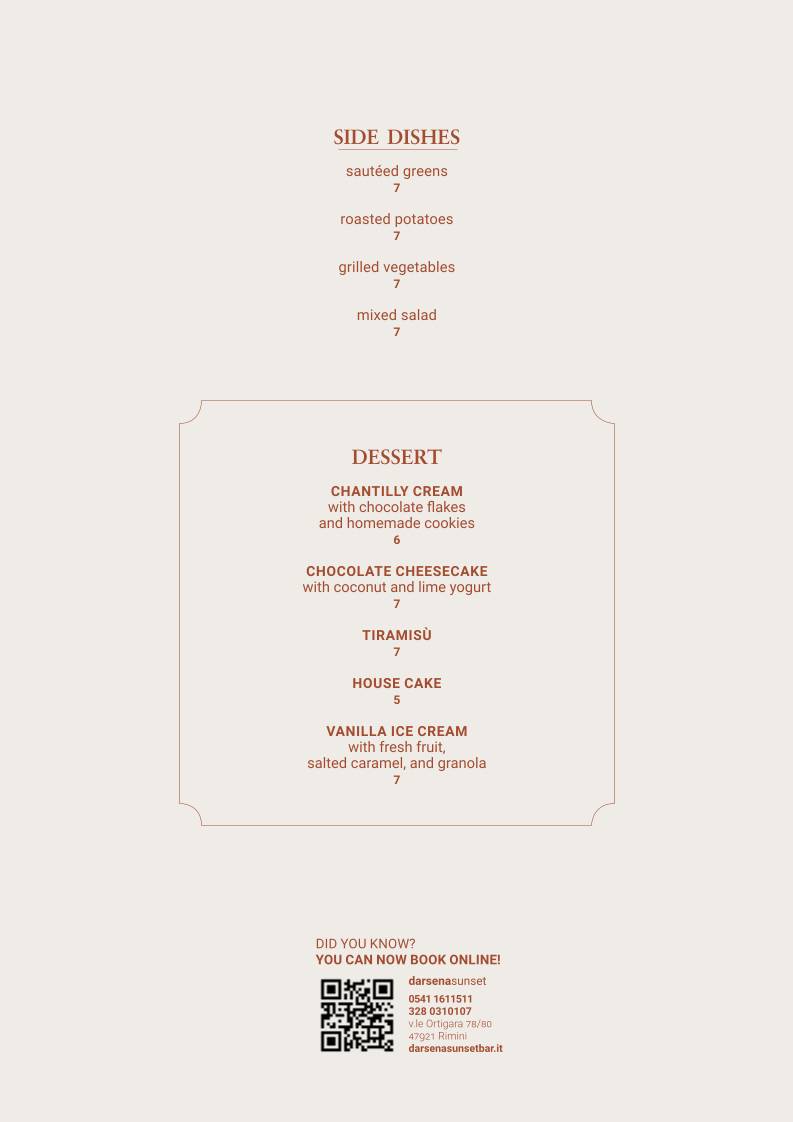 Menu de Darsena Sunset